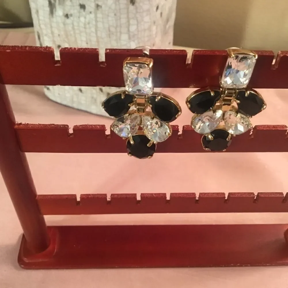 Goldtone  Blue and Clear Glamour Earrings